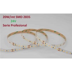 Tira LED Flexible 24V 20W/mt 140 Led/mt SMD 2835 IP20, Serie Profesional, venta por metros